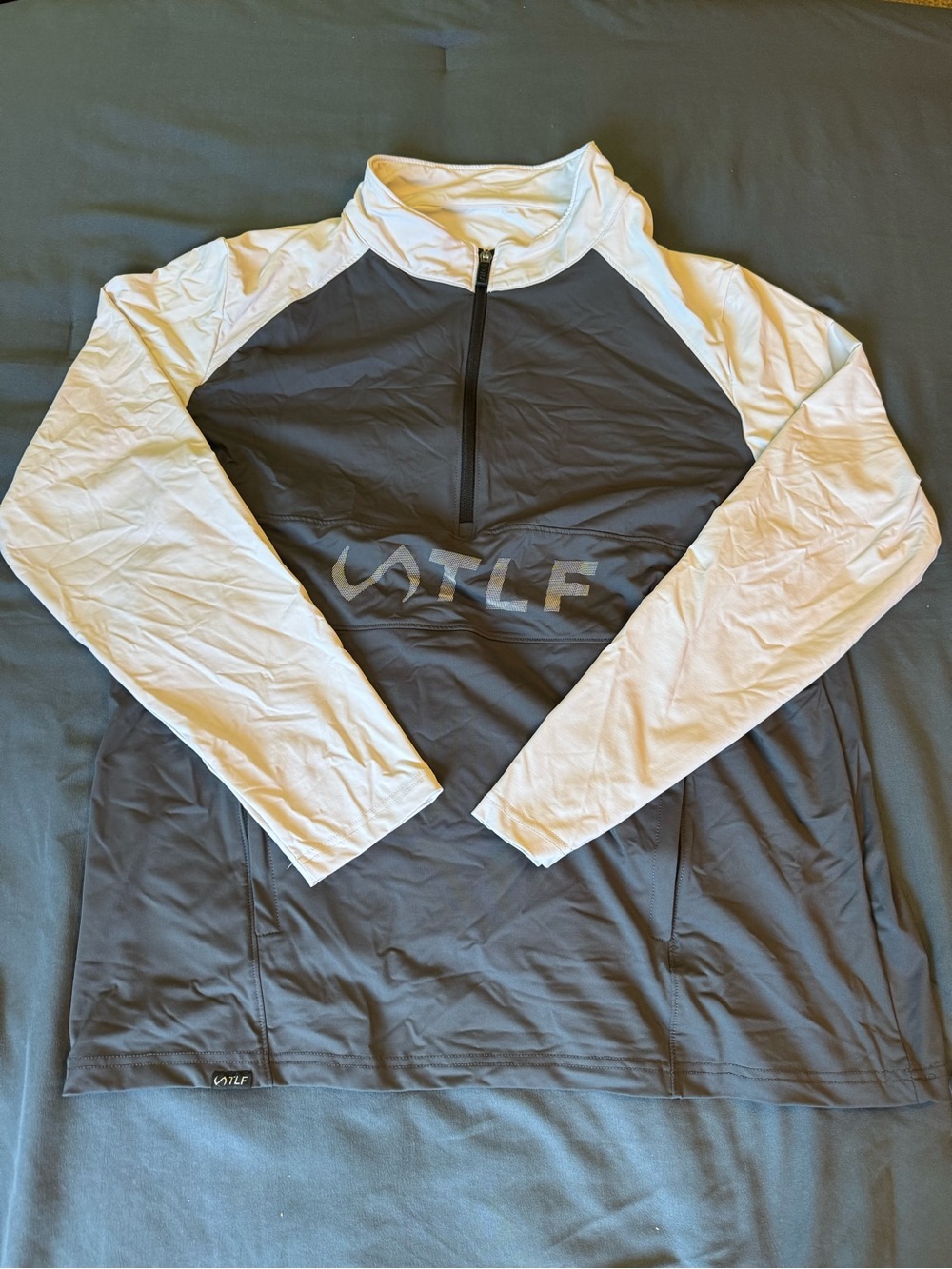 TLF Charcoal and White Raglan Half-Zip Pullover